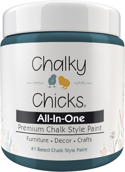 Chalky Chicks All-in-One Chalk Paint for Furniture or Cabinet - 8 Fl Oz - Matte Finish Jaded (Jade) for Metal, Wood Furniture Paint - No Sanding All-in-One for Home Decor & Crafts, USA Made
