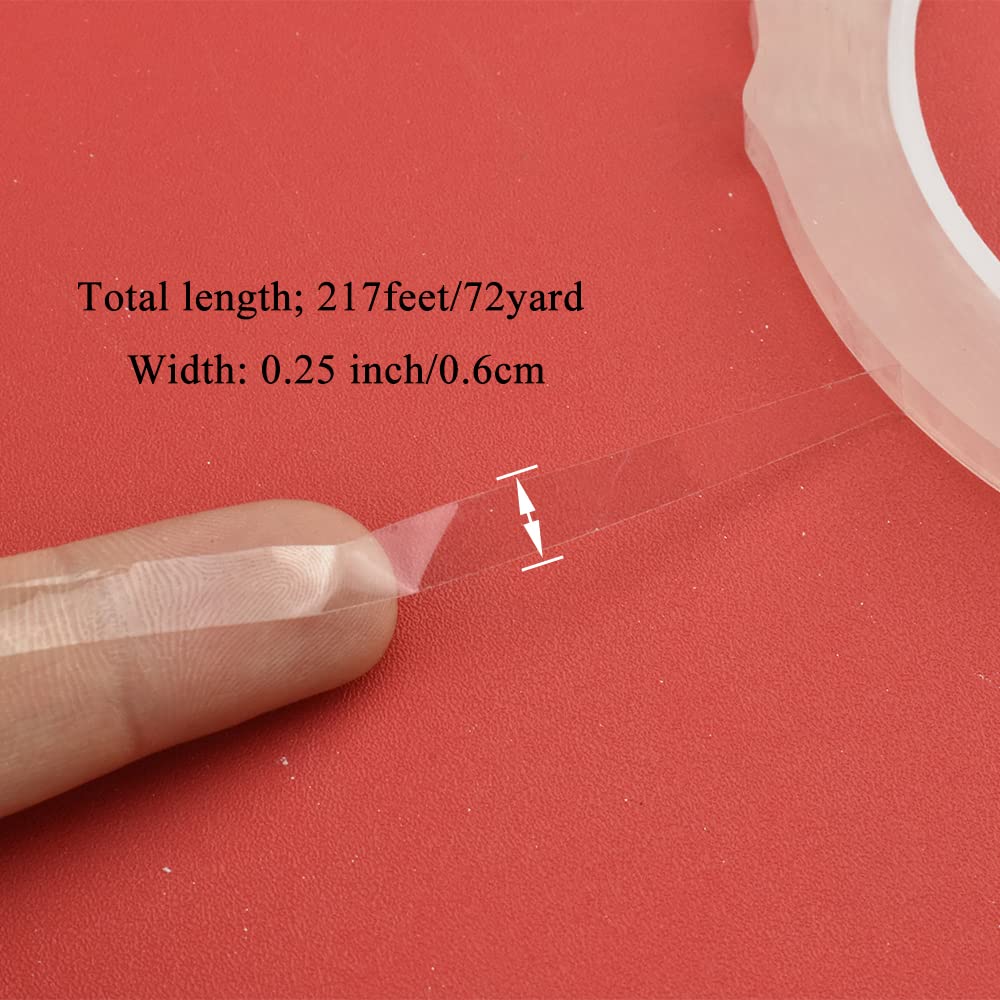 HAHIYO Clear 0.25Inch Wide (217Feet/72Yard Total) 1Rolls Floral Tape Waterproof Florist Tape Flower Wrap Adhesive Waterproof Decorative Tape for Bouquet Stem Wrapping Flower Arranging and Floral Craft