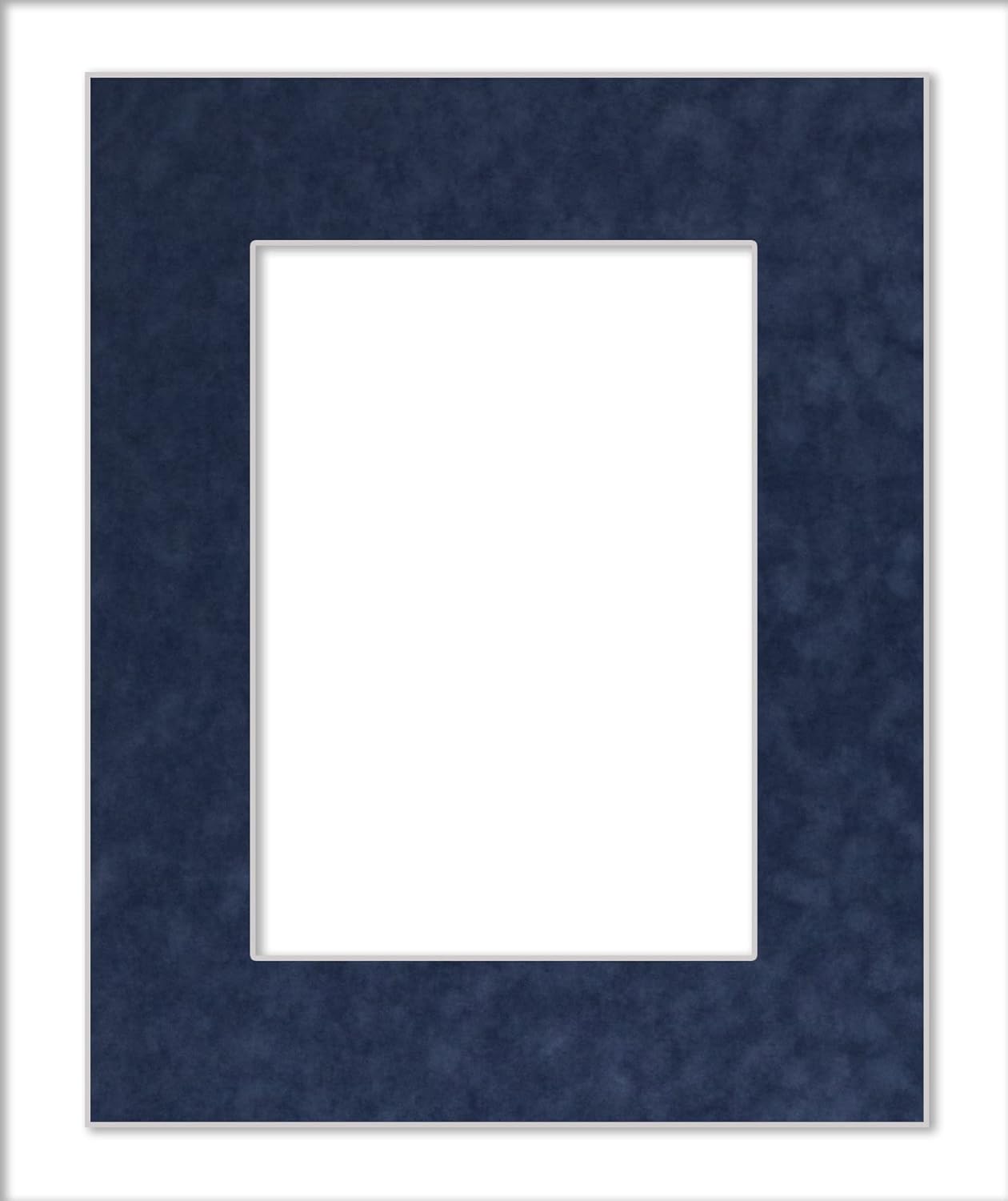 Poster Palooza 8x10 Mat Bevel Cut for 6x8 Photos - Acid Free Navy Suede Precut Matboard - For Pictures, Photos, Framing - 4-ply Thickness