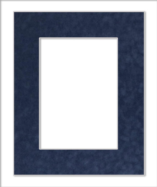 8x10 Mat Bevel Cut for 5x8 Photos - Acid Free Navy Suede Precut Matboard With Backing Board and Crystal Clear, Self Seal Photo Mat Bag - For Pictures, Photos, Framing - 4-ply Thickness