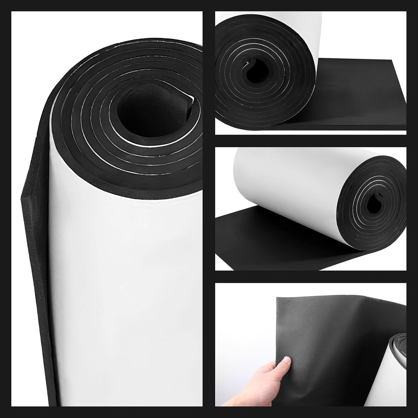 Adhesive Foam Padding Roll Closed Cell Sponge Neoprene Insulation Board Foam Sheet Pad with Sticky Back for Anti Vibration, Anti-Slip, DIY Crafts, Gaskets, Cosplay, Costume (Black, 12x59x3/4 inch)