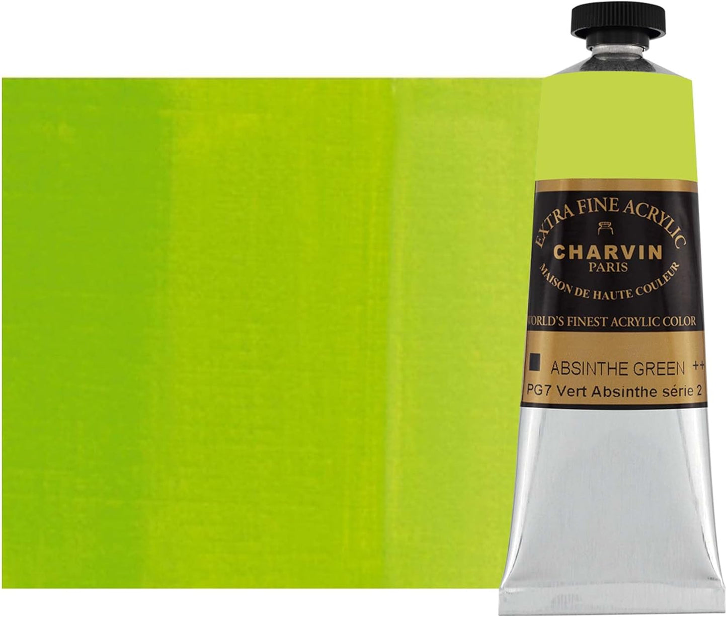 Charvin Extra Fine Professional Acrylic Paint - Absinthe Green, 60ml Tube, Triple-Milled, Lightfast Pigments, Open Stock Artist Acrylic Paints in Nature-Inspired Hues