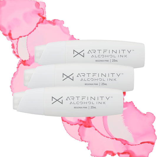 Alcohol Inks 3 Pack - Vibrant, Professional, Dye-Based Alcohol Inks for Artfinity Alcohol Markers, Artists, Drawing, & More! - Begonia Pink RV3-15