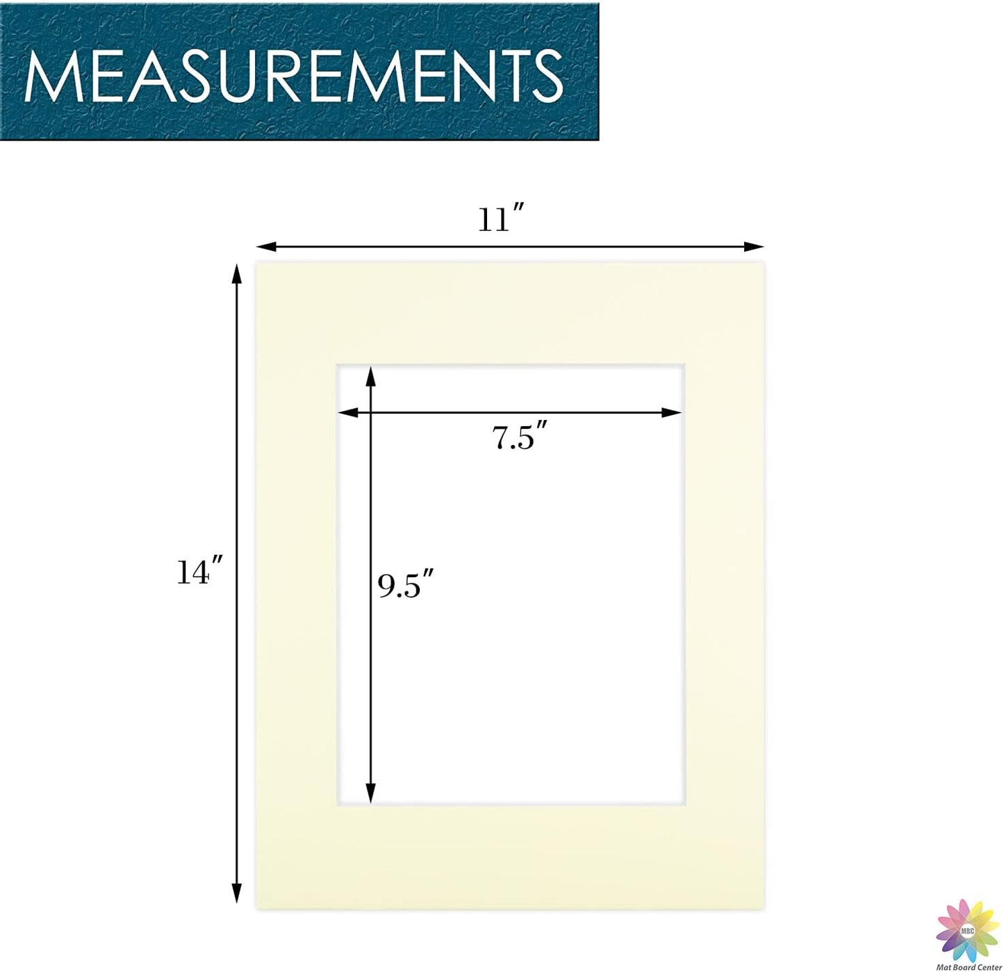 Mat Board Center, Pack of 10, 11x14 for 8x10 Ivory Color Mats - Bevel Cut, Acid Free, 4-ply Thickness, White Core - for Pictures, Photos, Framing