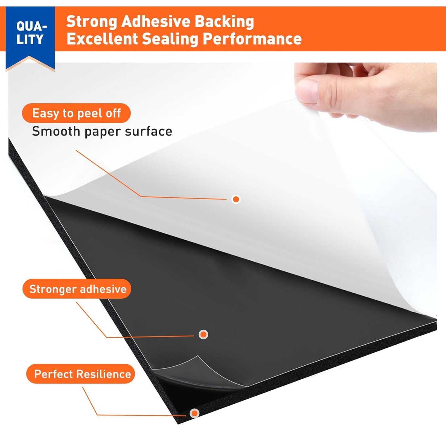 MAGZO 4Pcs Adhesive Foam Padding 1/2 in Thick X 12 in X 8 in,Closed Cell Foam Sheets Neoprene Rubber Self Stick Pads Anti Vibration Pads,Black (12in x 8in x 1/2in, 4Pcs)