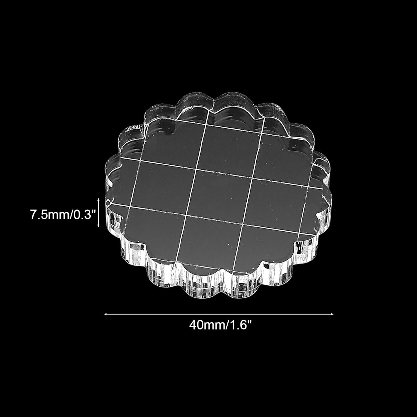 PATIKIL 1.6" Acrylic Stamp Block, 6Pcs Clear Stamping Block with Grid Lines Decorative Mounting Blocks Round for Scrapbooking DIY Crafts Card Making