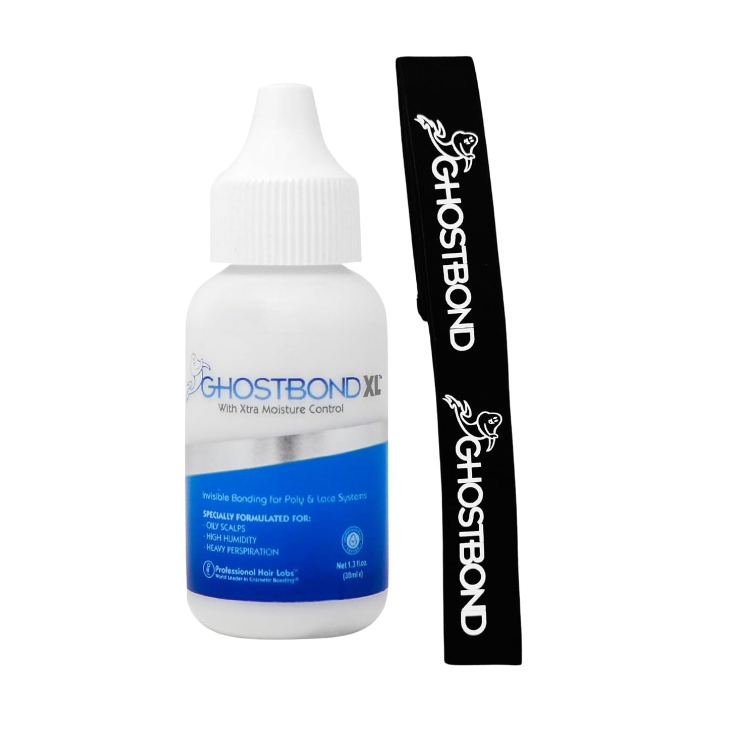 GHOSTBOND XL Hair Replacement Adhesive 1.3oz & Elastic Meltband Set | Invisible Bonding, Sweat-Resistant Wig Glue for a Flawless Hairline