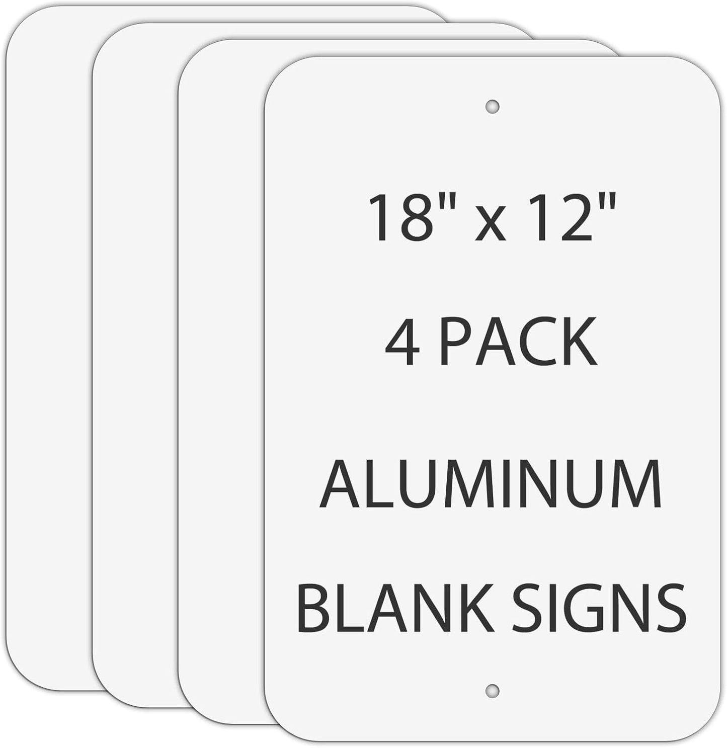 Blank Aluminum Signs 4-Pack, 18 x 12 Inches Sublimation Metal Sign Blank, Write-On Sign for Vinyl DTF Screenprint or Flatbed Printed Graphics, Rust Free Weather Resistant, Waterproof, Durable Ink, Easy to Mount Indoor or Outdoor Use