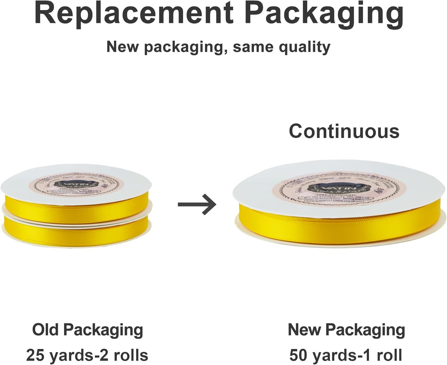 VATIN 3/8 inches Double Faced Maize Yellow Polyester Satin Ribbon - 50 Yards for Gift Wrapping Ornaments Party Favor Braids Baby Shower Decoration Floral Arrangement Craft Supplies