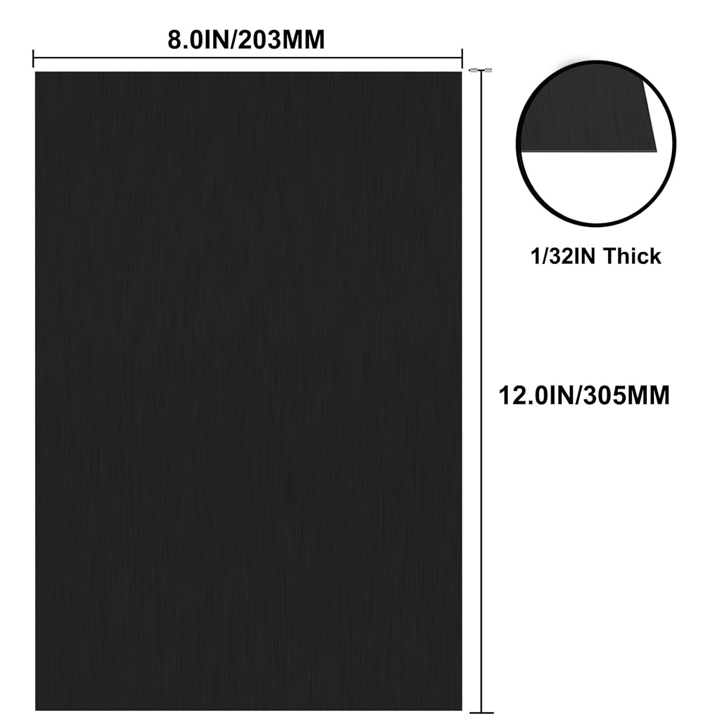 Anodized Aluminum Sheet Metal 8 x 12 x 1/32 Inch Black Plates for Laser Engraving 20GA(0.80MM) Thin Decorative Metal Sheets for Crafting