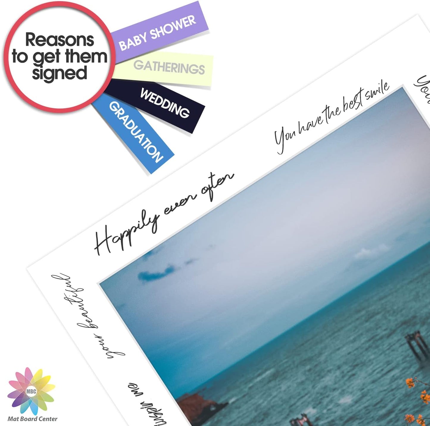 Mat Board Center, Pack of 10, 20x24 for 16x20 White Photo Picture Mats - Acid Free, 4-ply Thickness, White Core - for Pictures, Photos, Framing