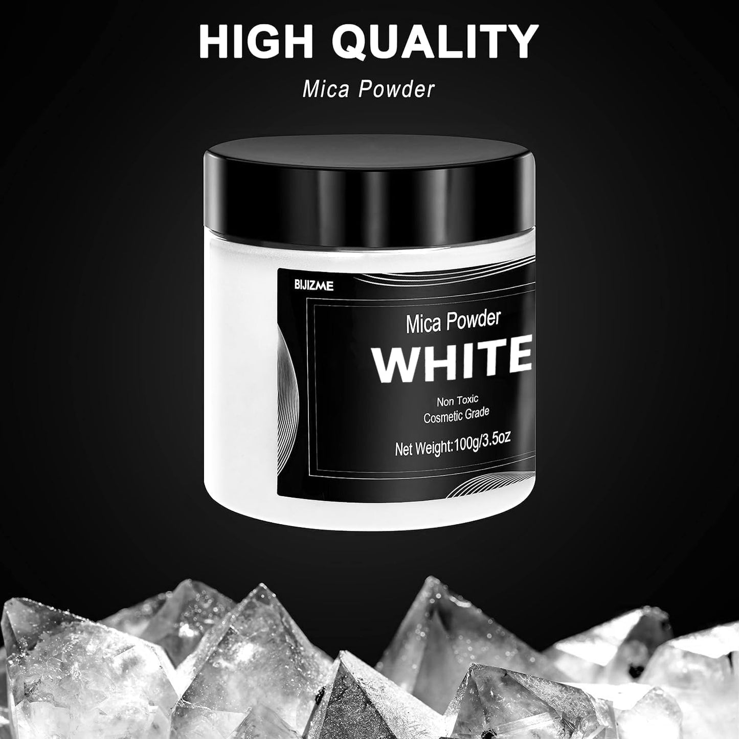 White Mica Powder Pigment (100g) -Cosmetic Grade Metallic Mica Powder for Epoxy Resin, Lip Gloss, Soap,Candle Making,Bath Bombs,Tumblers, Jewelry, Dyes, and DIY Crafting Projects(Pearl White, 3.5oz)