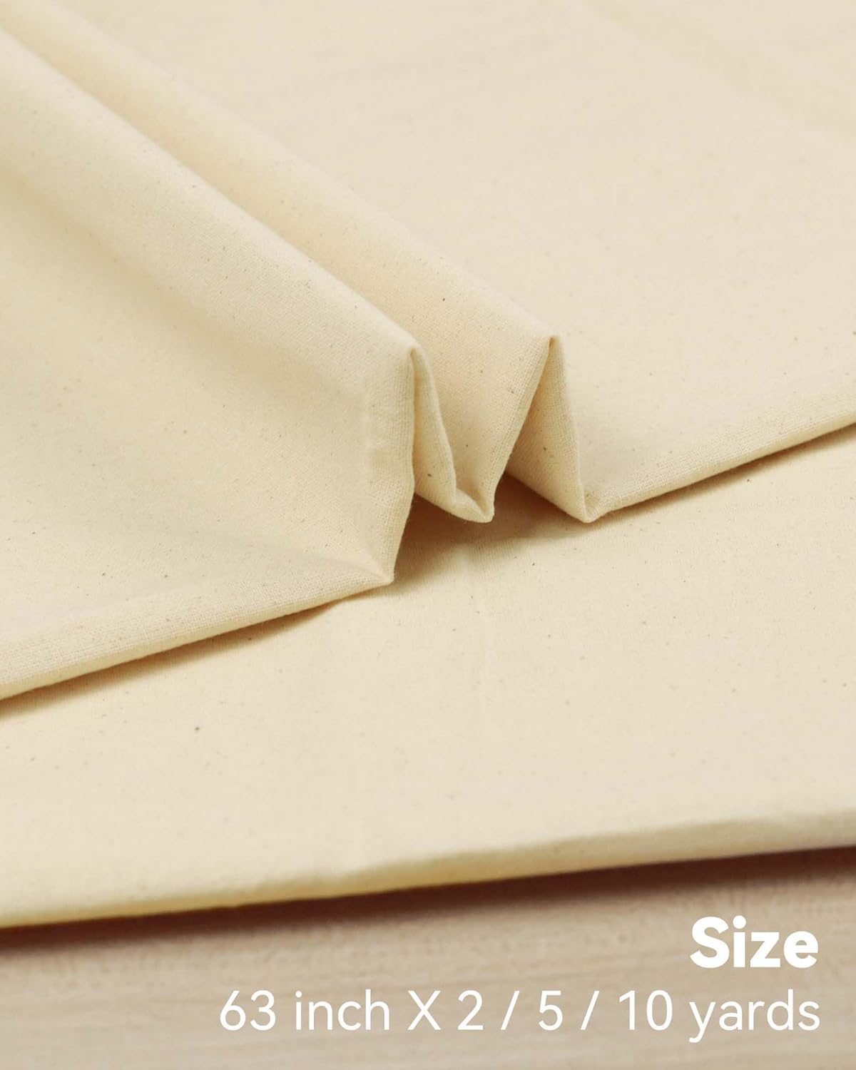 HOTGODEN Medium Weight 100% Cotton Muslin Fabric: 63 inch x 2 Yards Unbleached Muslin Linen Fabric Material for Sewing Material Apparel Cloth