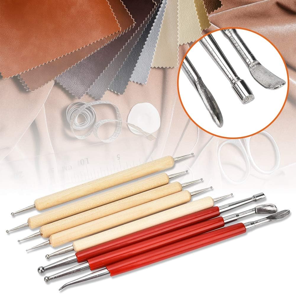 Fayelume 8PCS Leather Carving Tools, Spoon Embossing Tool, Point Drill Leather Tooling Kit for Leathers Craft, Wax Clay Shaping, DIY Embossing