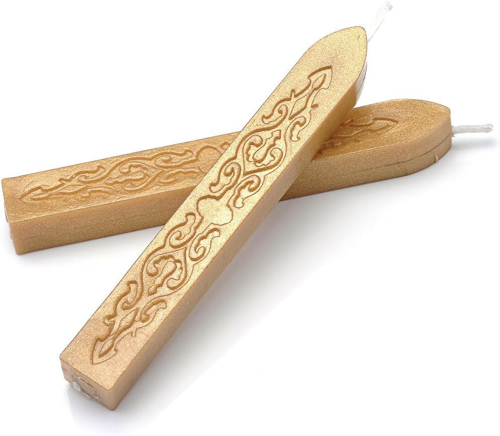 Yoption 12 Pcs Sealing Wax Sticks with Wicks, Antique Light Gold Totem Fire Manuscript Seal Wax for Wax Seal Stamp