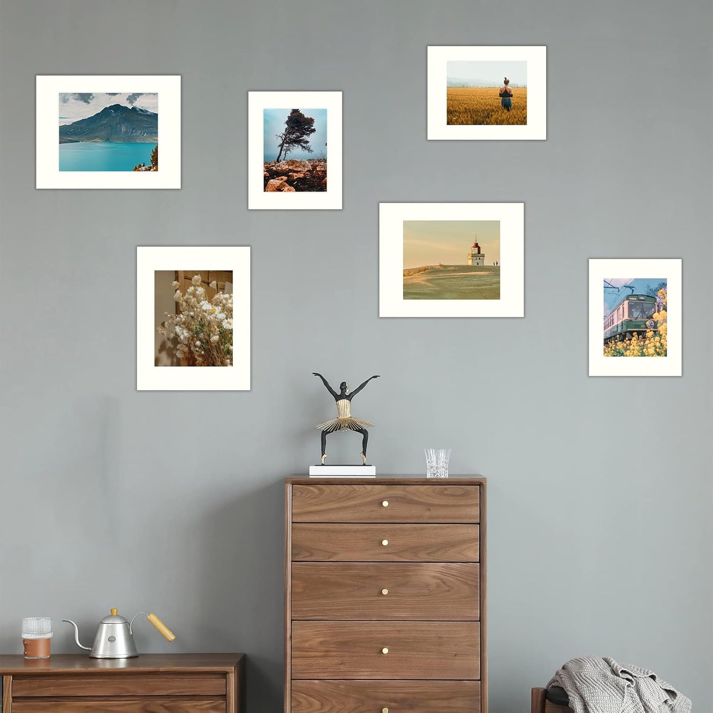 HOTUO 10 Pack 5x7 White Picture Mats, 4 Ply Thickness Frame Mattes for 4x6 Photo, Photo Mat with Core Bevel Cut, for Frames/Artwork/Print/Pictur.
