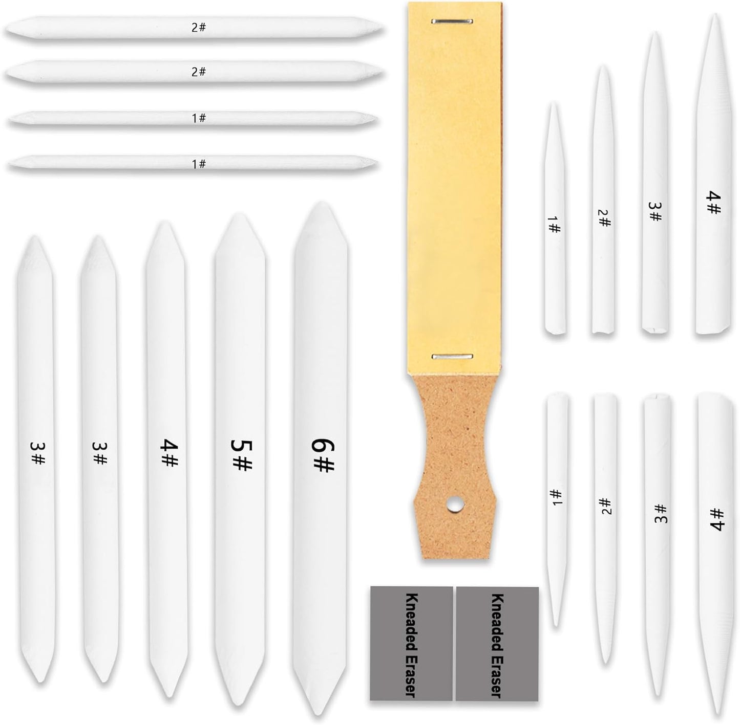 HIFORNY 20 PCS Blending Stumps and Tortillions Set Blending Tools,Kneaded Eraser and Sandpaper Blocks