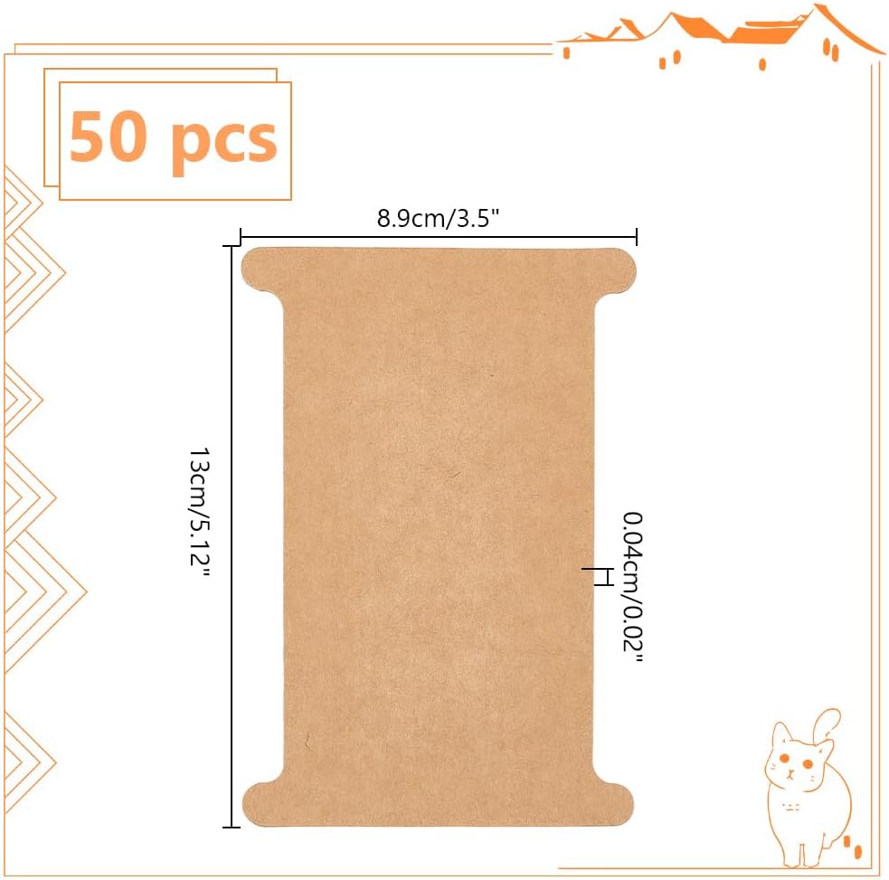 PH PandaHall 50pcs Ribbon Storage Organizer Cardboard Ribbon Spools Embroidery Floss Bibbon for Thread Holder Empty Yarn Bobbin for Cotton Thread Cross Stitch Craft DIY Sewing 5x3.5 Inch