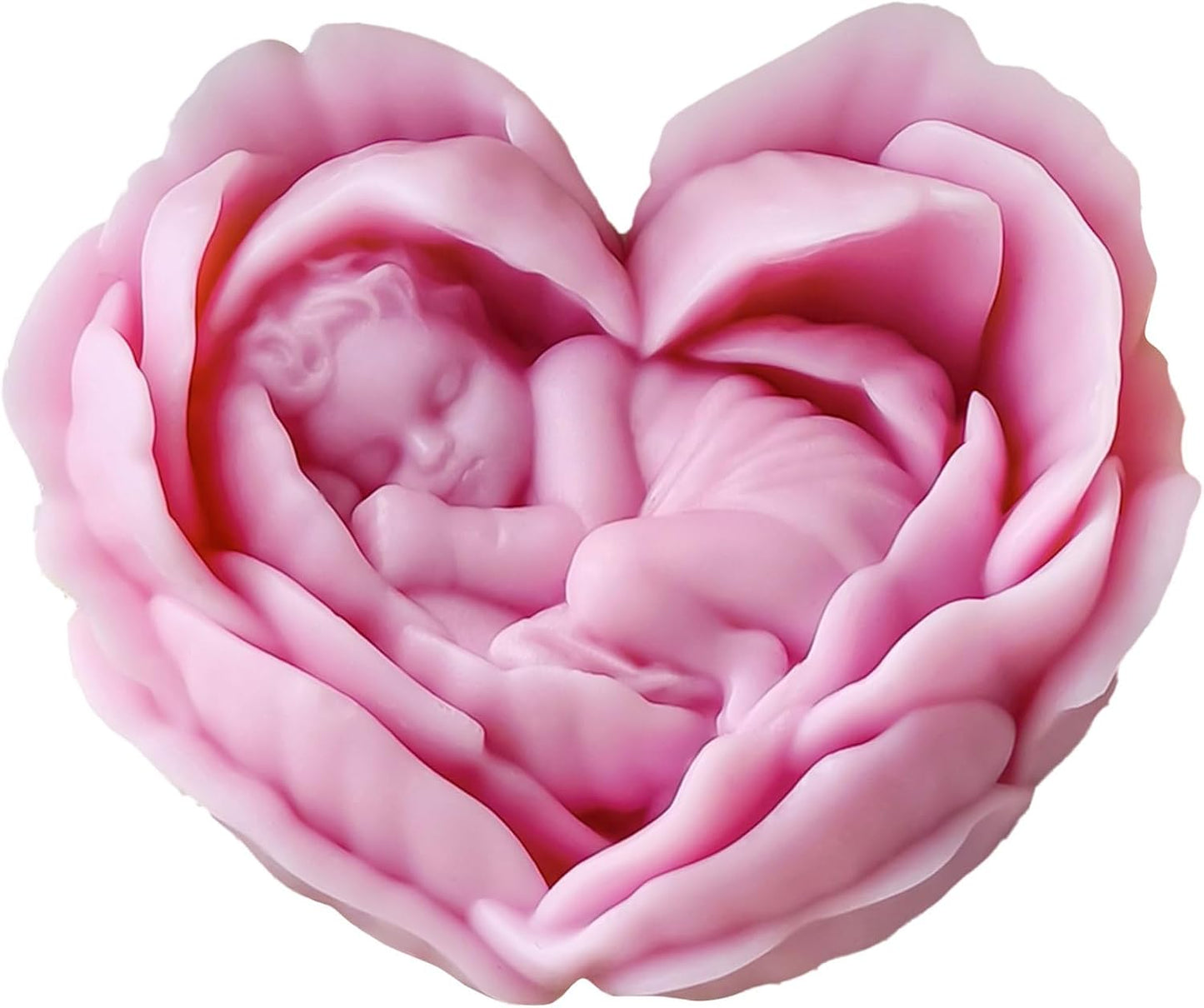 Heart Rose Flower Succulent Candle Mold - Baby Style - Resin Casting Silicone Molds for Home Decor & Candle Making Wave Spiral Mold