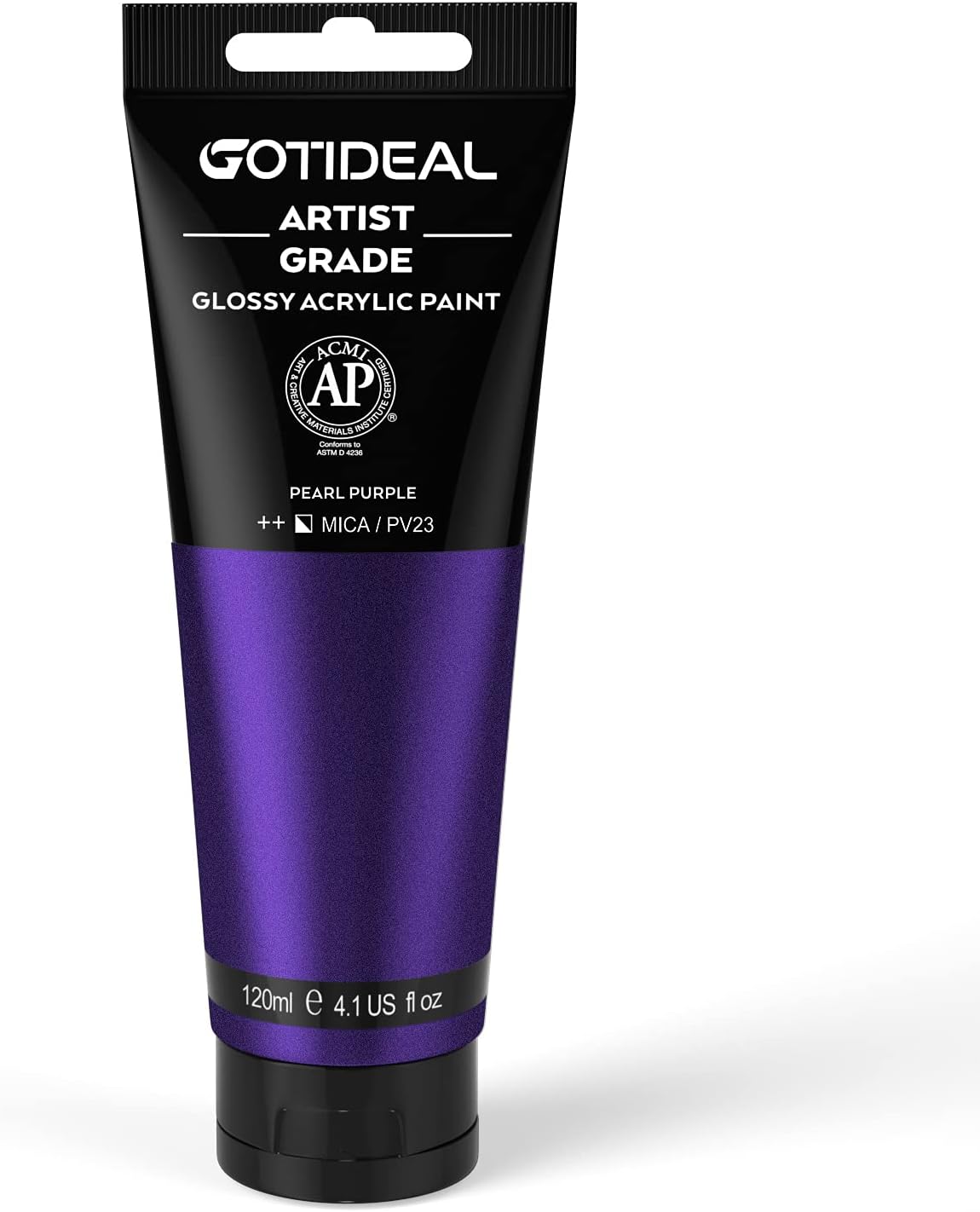 GOTIDEAL Metallic Acrylic Paint Pearl Purple Tubes(120ml, 4.1 oz) Non Toxic Non Fading,Rich Pigments for Painters, Adults & Kids, Ideal for Canvas Wood Clay Fabric Ceramic Craft Supplies