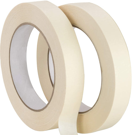 No-Residue 1 Inch, 60 Yard Masking Tape 2 Pk. Easy-Tear, Pro-Grade Removable Painters Tape Great for Home, Office, or Commercial Contractor Use. Clean, Drip-Free Painting with Wide Crepe Paper Rolls.