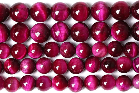 AAA Natural Rose Red Tiger Eye Agate Stone Round Loose Beads for Jewelry Making Semi-Precious Beads DIY Bracelet Necklace 8mm 48pcs (Rose Red Tiger Eye Stone, 8mm)