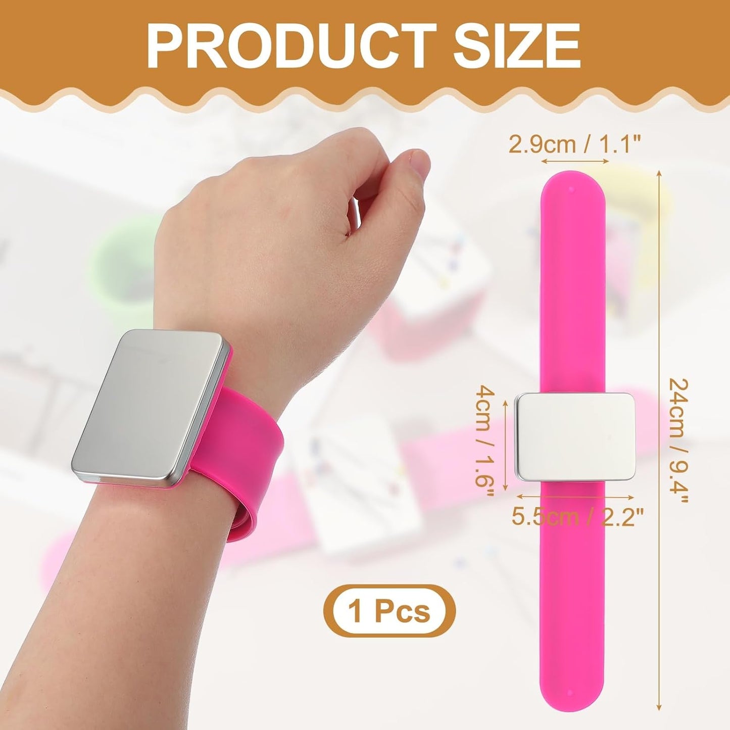 PATIKIL Magnetic Wrist Pin Cushions for Sewing, Magnetic Pin Cushion Magnetic Wrist Gel Band Holder Wristband Pincushion for Sewing Braiding Quilting Hair Clips, Rose Red