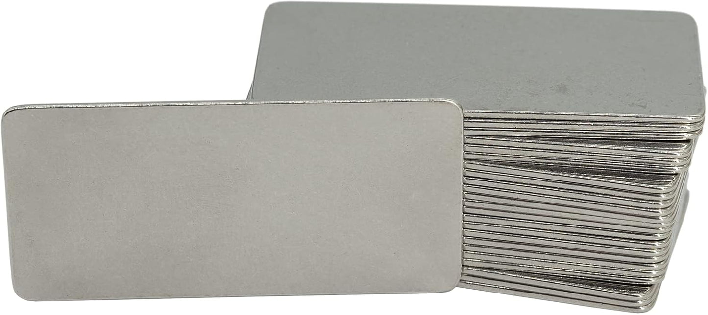 StayMax Stainless Steel Engraving Blank Tags Rectangle Stamping Blanks Blank Metal Plate 25 Pack 1x2Inch