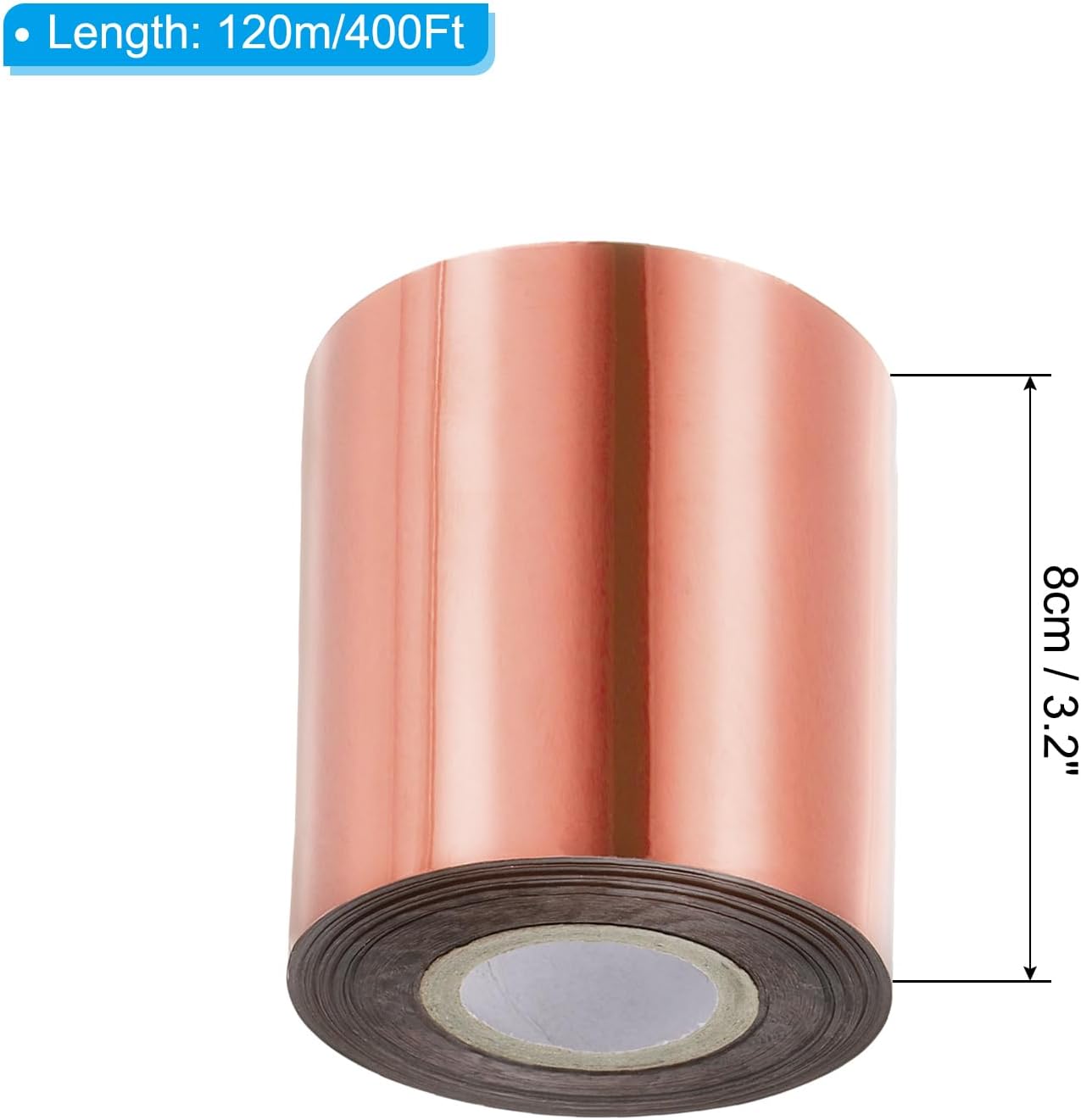 PATIKIL 3.2"x400Ft Hot Stamping Foil Paper,Heat Transfer Hot Stamping Paper Foil Roll for Leather DIY Logo Decor Craft Gift Card Package Scrapbook,Rose Gold