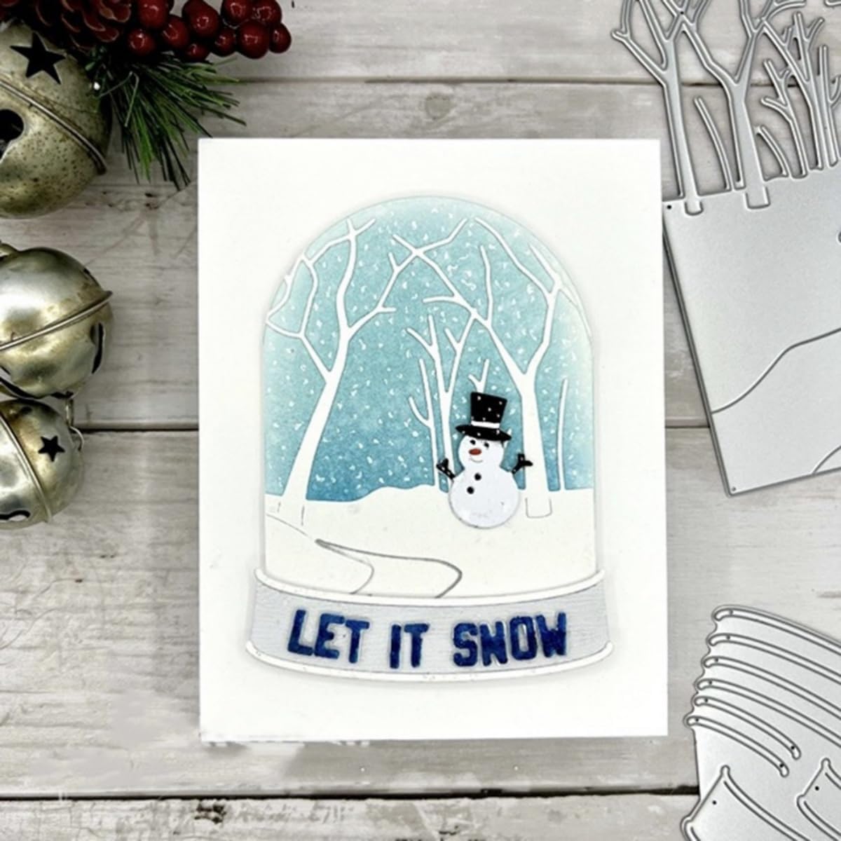 Mvchifay Cutting Dies Happy Birthday Metal Stencils Scrapbooking Tool DIY Emboss Paper Card Making (Roads and Trees-11x14cm)