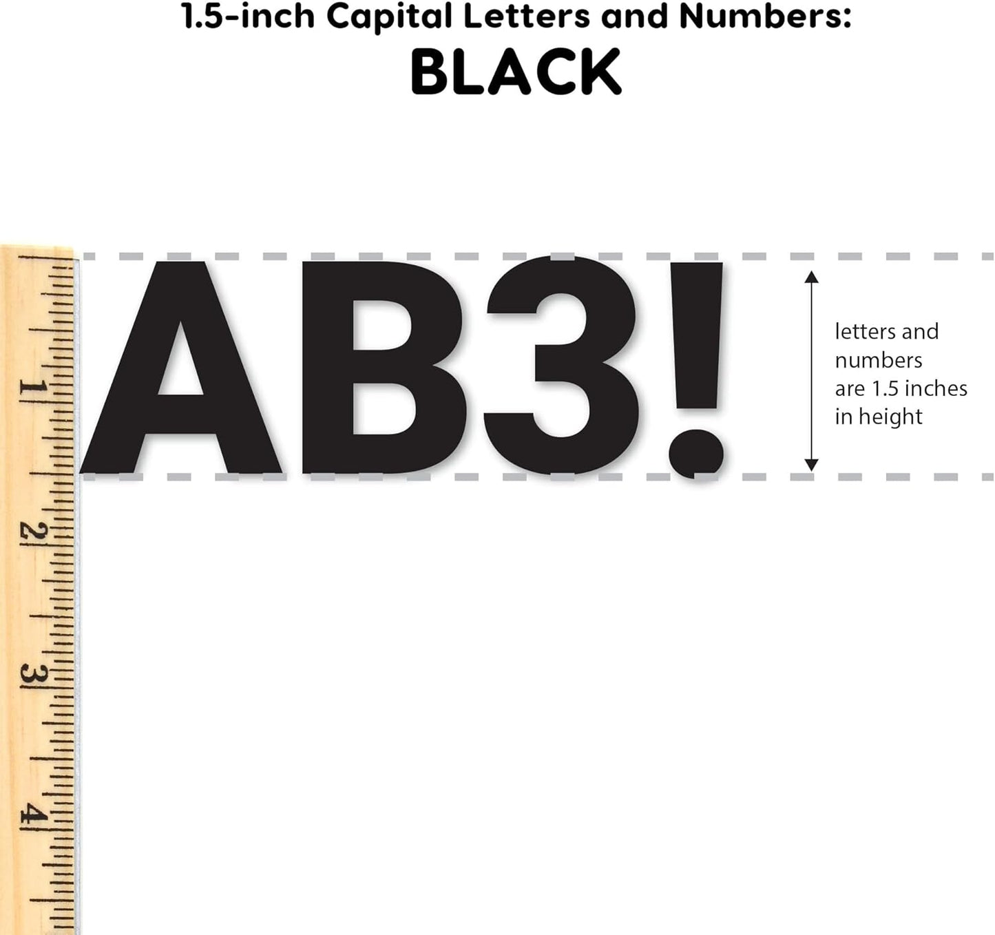 FreshCut Crafts 636 Pcs 1.5 in. Black Bulletin Board Letters & Numbers, Capital Alphabet Letters, Numbers, Punctuation, US Made Card Stock Punch Out Letters for Posters, Bulletin Boards, Classroom