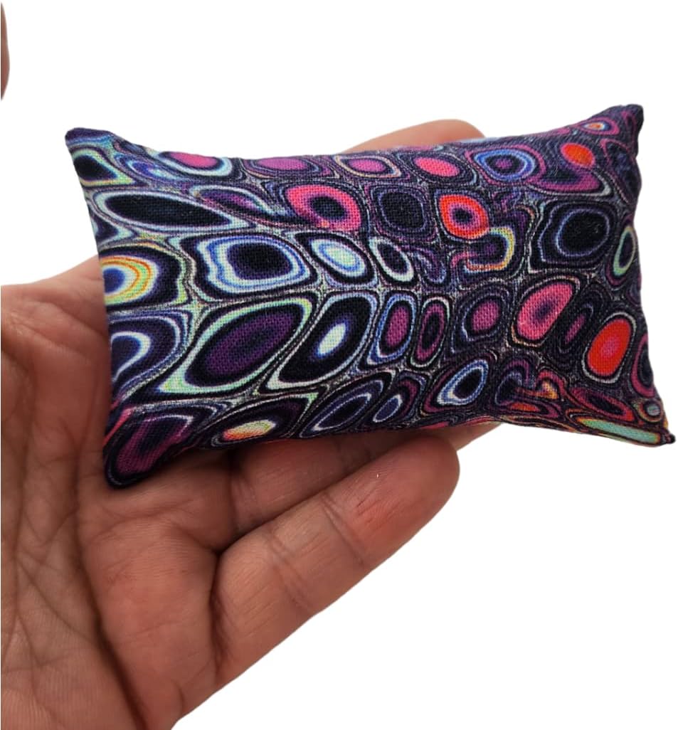 Emery Pincushion for Sewing, Quilting, Felting - Pin Cushion Filled with Abrasive Turkish Emery Sand - Handmade in USA - Pink Floral on Navy Blue Background (2"x3", Tropical Floral Burst)