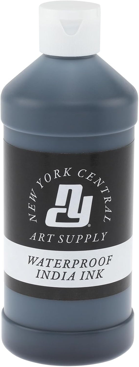 New York Central® India Ink 16oz Bottle - Make an Impact with Matte Black India Ink, Perfect for Artists, Calligraphy, Illustrations, & More!
