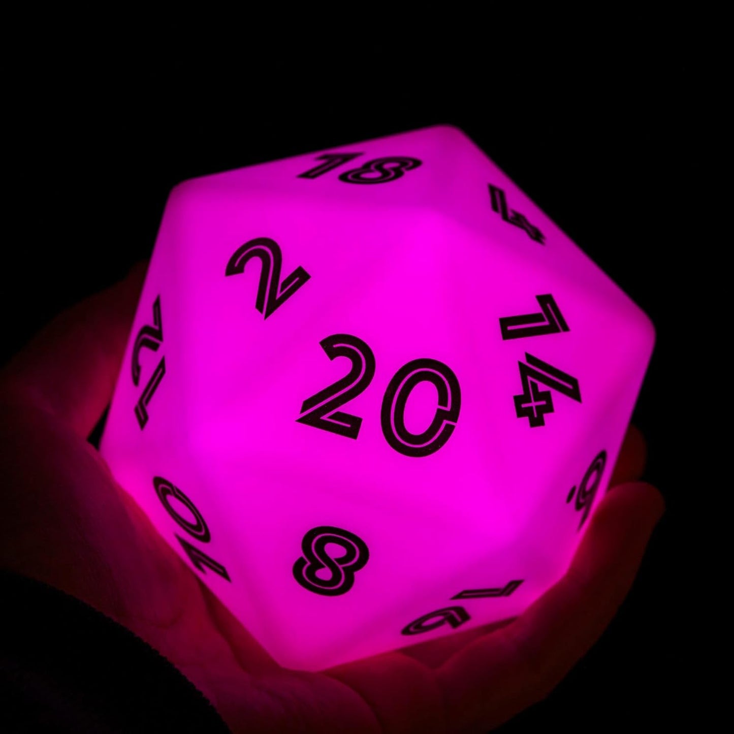 86mm Large D20 Dice DND LED 20 Sided Dice Color Changing, 3-Color Lights, for D&D Role Playing Games (White)