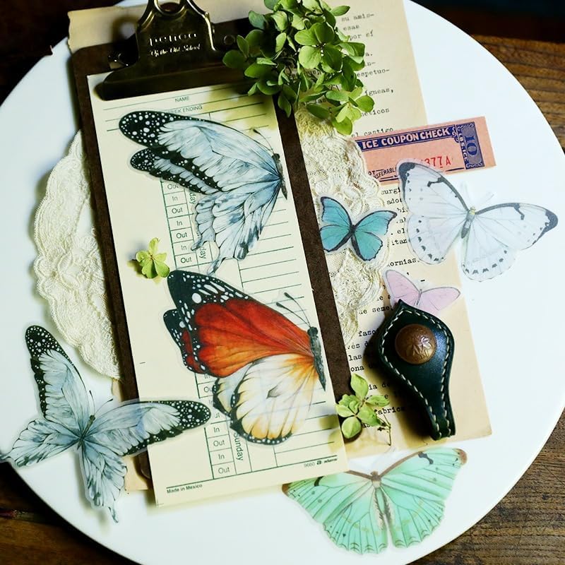 Vintage Vellum Stickers Floral Plants Elements Scrapbooking Supplies Flowers Botanic Natural Translucent Paper Self-Adhesive Junk-Journal Items (Tropical Plants)