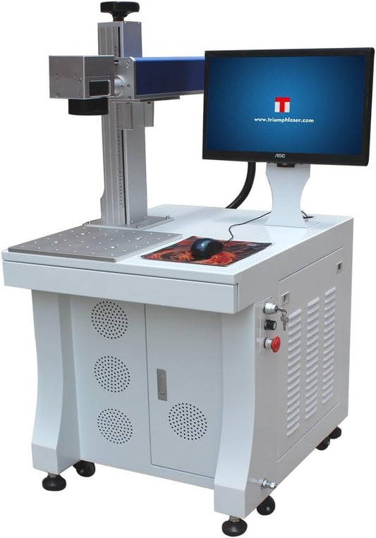 Triumph 30w Fiber Laser Marking deep Engraving Machine Metal polymers Parts Marker Engraver Rotary jewllery Silver Cutting Firearms 110x110 and 200x200mm Lens