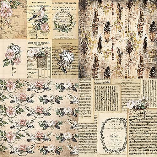 Scrapbook Paper 6x6 Vintage Floral Designs – 24 Sheets Single-Sided Cardstock for Junk Journal, Cardmaking, DIY Crafts, Decoupage, Scrapbooking Background Paper Pad
