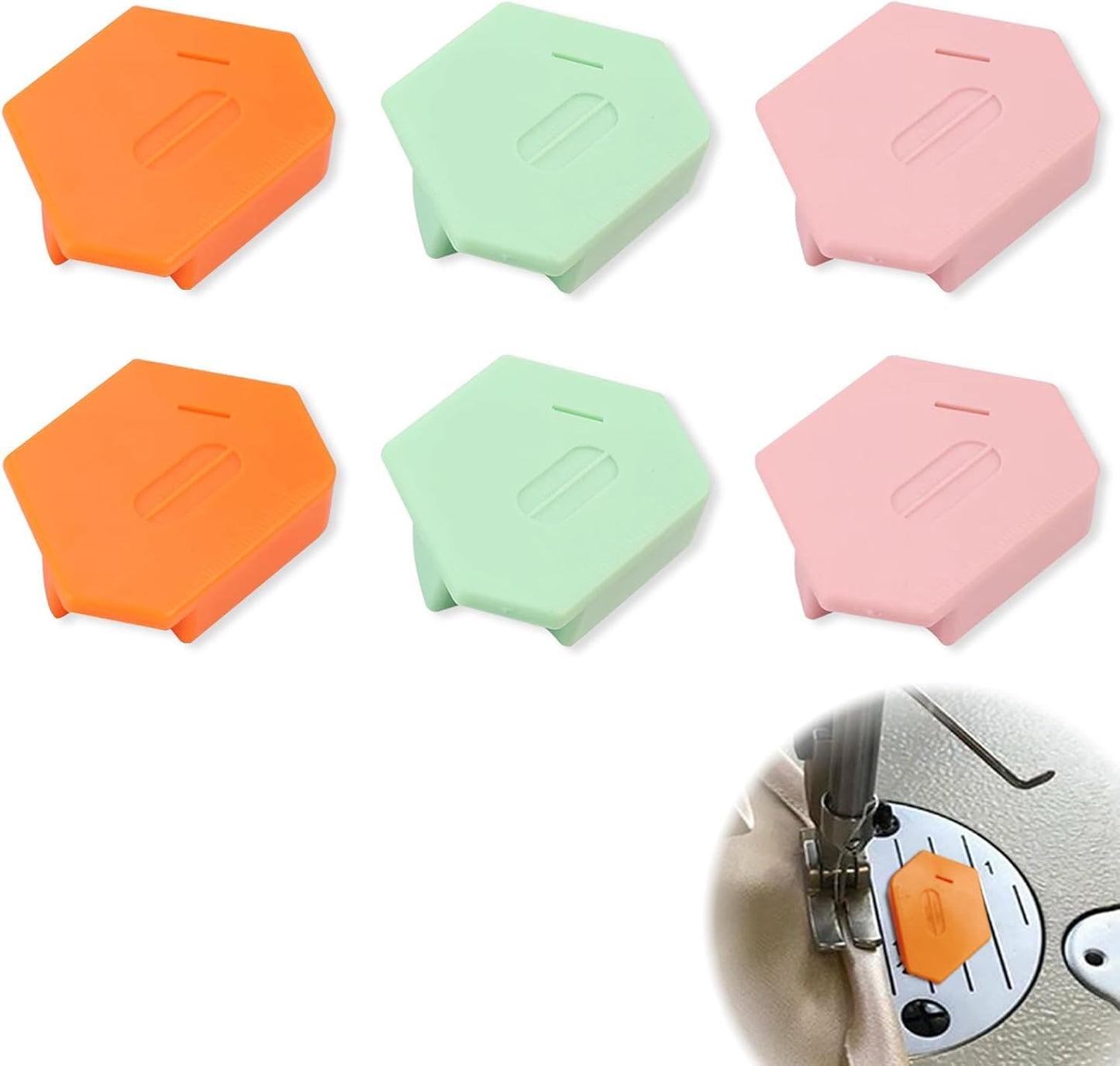 Pcmursal 6 Packs Magnetic Seam Guide for Sewing Machine, Multifunctional Polygonal Seam Guide Hemmer Guide with Scale, Sewing Supplies and Accessories for Magnet Making Machine