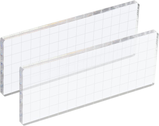 PATIKIL 6" x 3" Acrylic Stamp Block, 2 Pack Clear Stamping Block with Grid Lines Decorative Mounting Blocks Square for Scrapbooking DIY Crafts Card Making