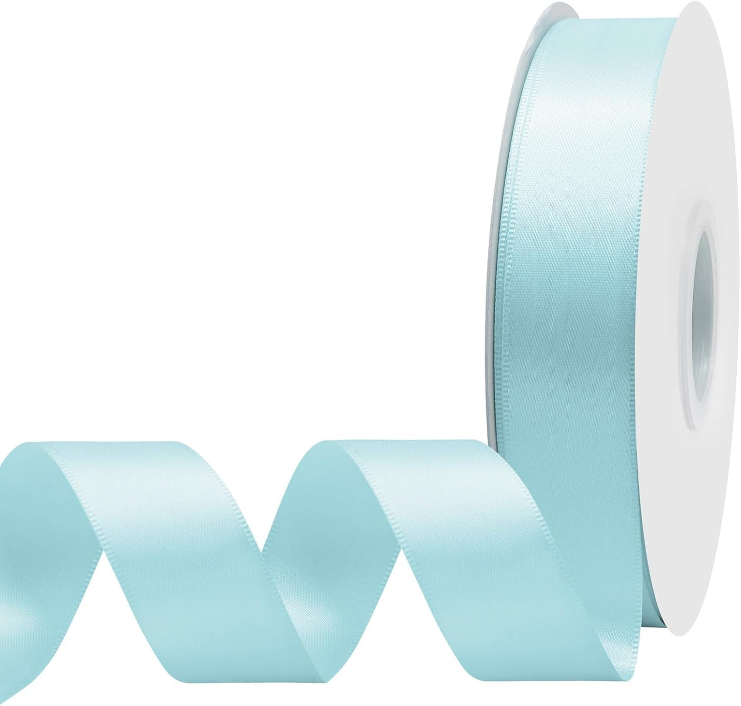 Lt.Blue Satin Ribbon 1" X 50 Yards Solid Color Double Faced Ribbons Perfect for Crafts Wedding Decor Bow Making Arts Sewing and More
