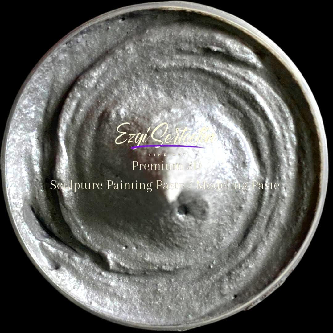 3D Sculpture Painting Paste|Texture Paste|Decorative Plaster|Ready to Use|Unique Colors|Ideal for Artwork|Stencil|Flowers|Texture|Art Relief|New Formula| 6 oz (Metallic Gray)