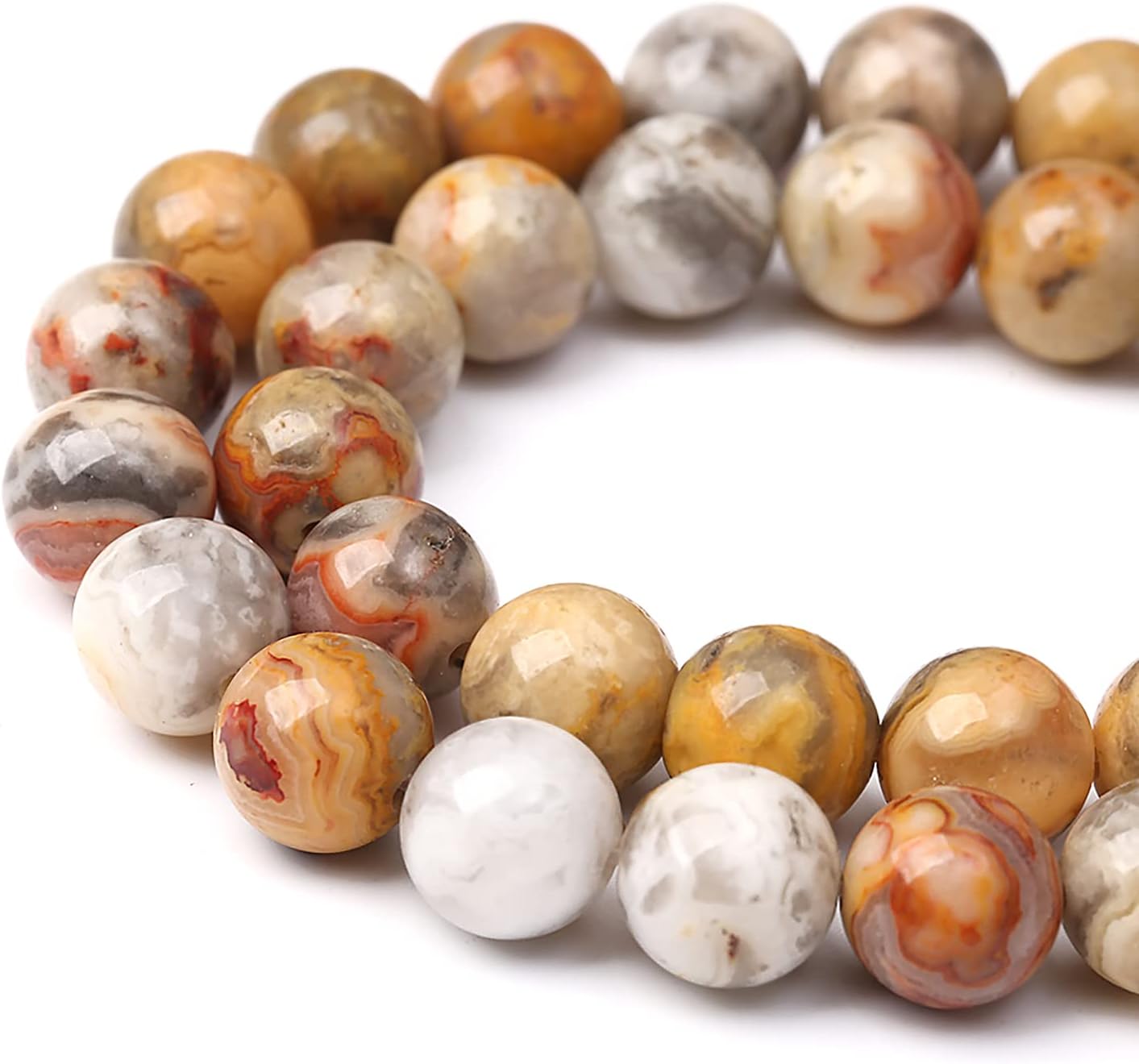 90pcs 4mm Natural Stone Beads Crazy Lace Agate Healing Energy Gemstone Round Loose Beads for Jewelry Making DIY Bracelet Necklace (Crazy Lace Agate, 4mm)