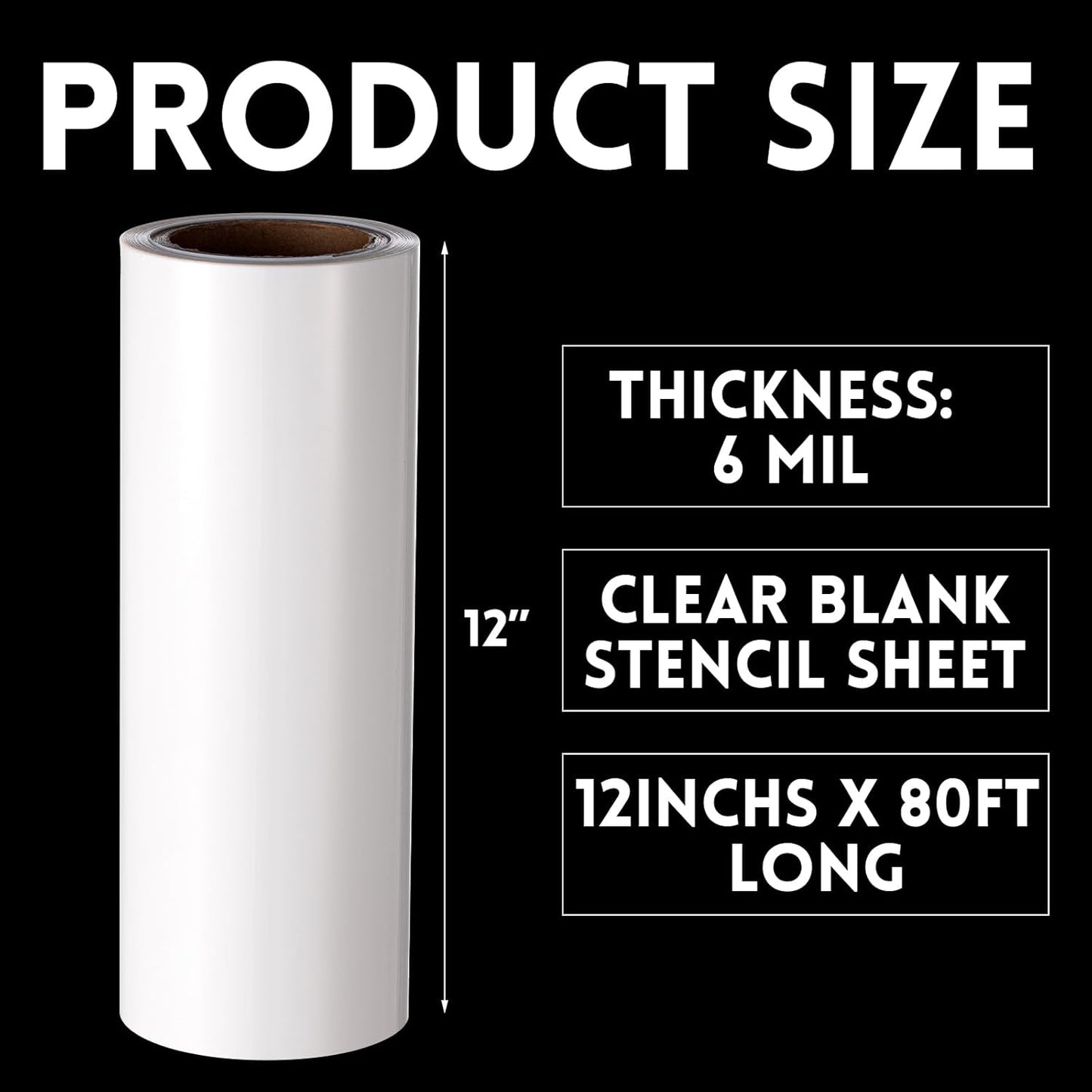 Frienda 12 Inches x 80 ft 6 Mil Rolls Blank Stencil Sheets Acetate Sheets Clear Template Material Reusable Acetate Rolls for Crafts Stencil Paper Vinyl for Cutting Machines(Translucent)