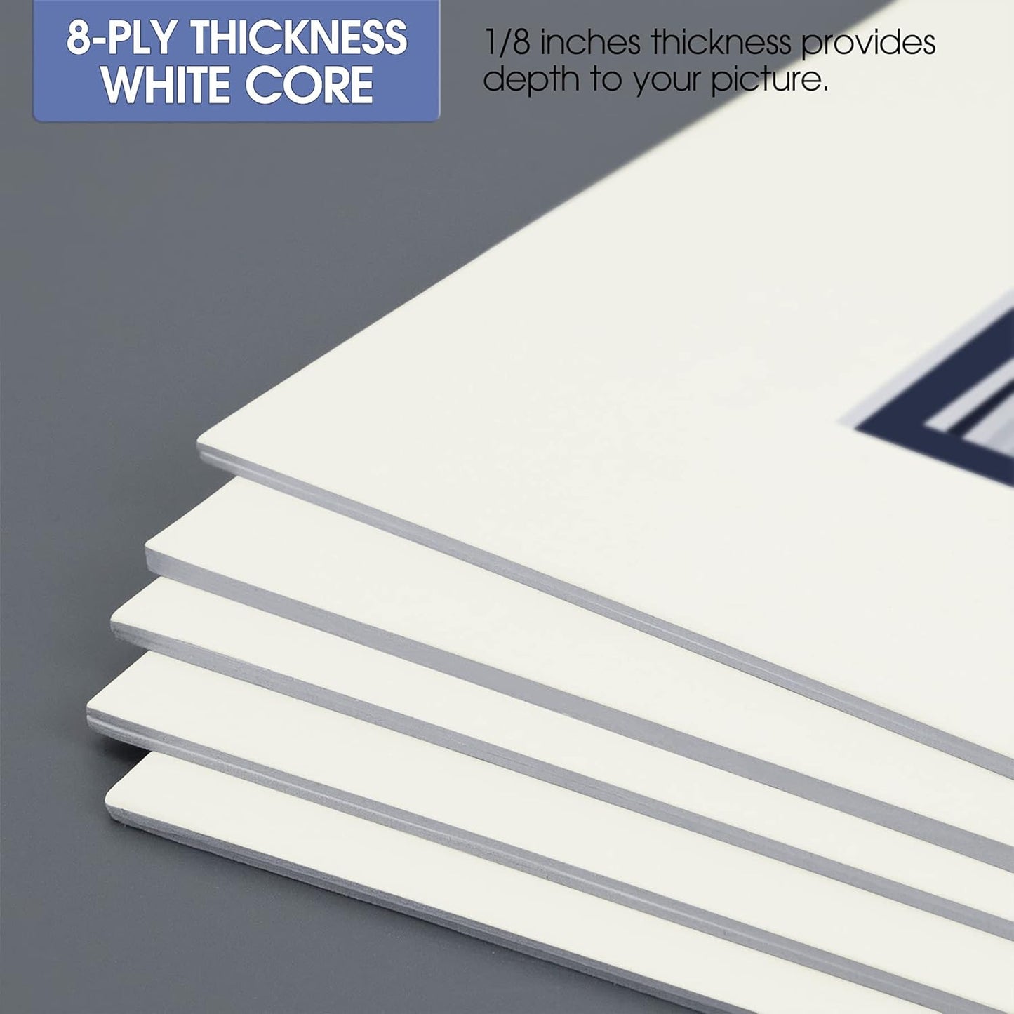 Golden State Art, 11x14 Double Mats for 8x10 - for Photos, Pictures, Frames - Acid-Free, 5 Pack, Ivory Turret Over Dignity Blue