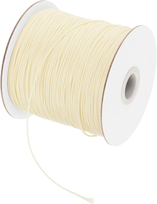MECCANIXITY Waxed Cord 0.5mm Waxed Polyester Cord 175 Yard Wax String for Bracelet Making, Necklaces, Beading, Jewelry Making and DIY Crafts(Beige)