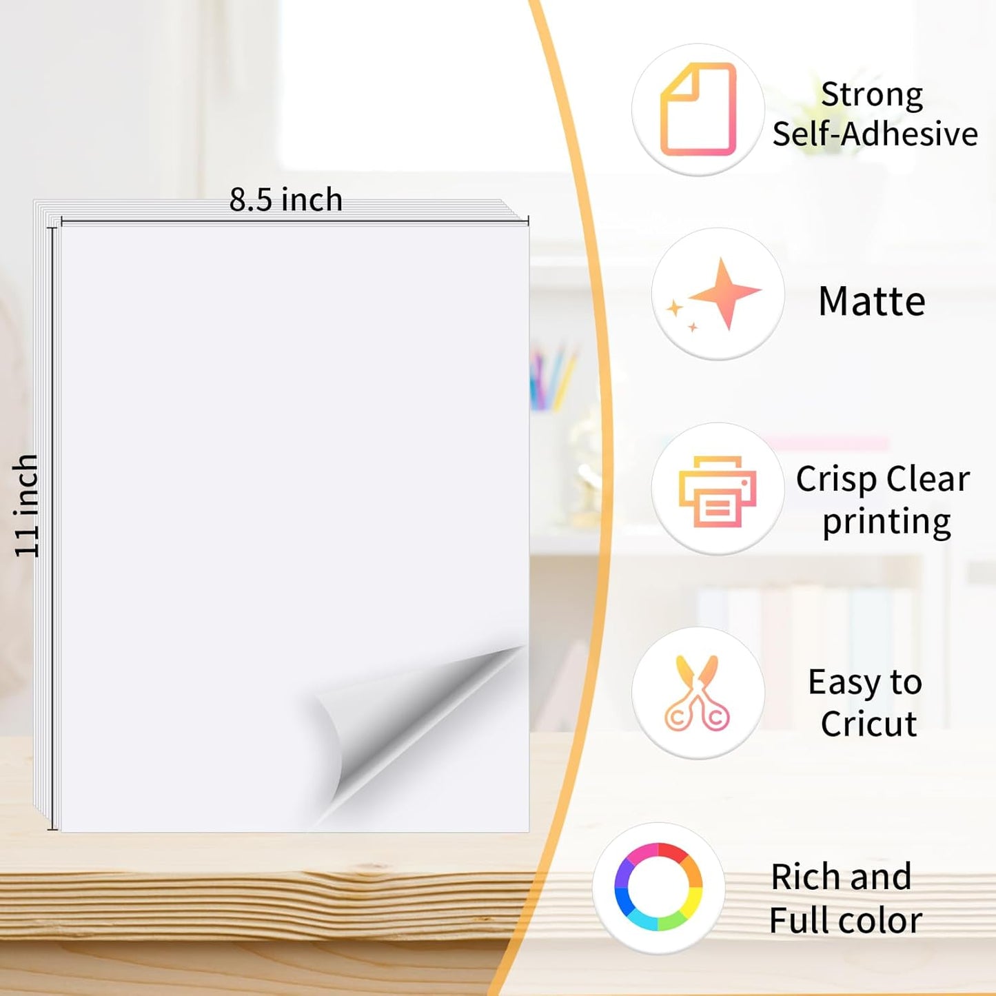 White Printable Sticker Paper, 20 Sheets Printable Sticker Paper, Laser/Inkjet Printing- Matte White, Letter Size (8.5" x 11")