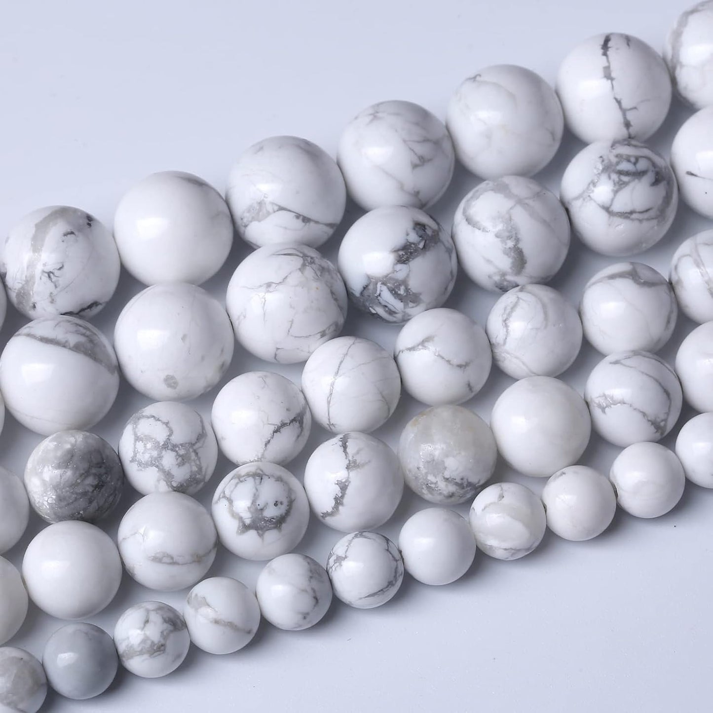 32pcs 12mm AAA Natural Stone Beads White Howlite Turquoises Round Loose Beads for Jewelry Making DIY Bracelet (White Howlite Turquoises, 12mm)