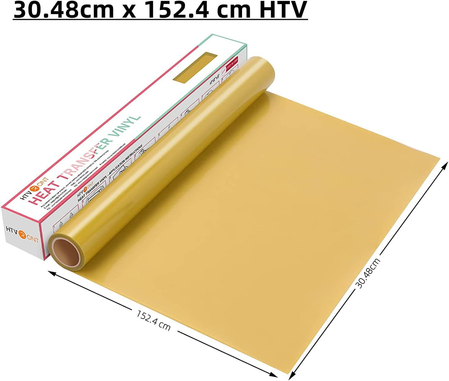 HTVRONT HTV Vinyl Rolls - 12" x 5ft Gold HTV for Shirts & All Cutter Machines - Easy to Cut & Weed