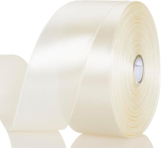 1 1/2 Inch Ivory Solid Satin Ribbon, 50 Yards Craft Fabric Ribbon for Gift Wrapping Floral Bouquets Wedding Party Decoration