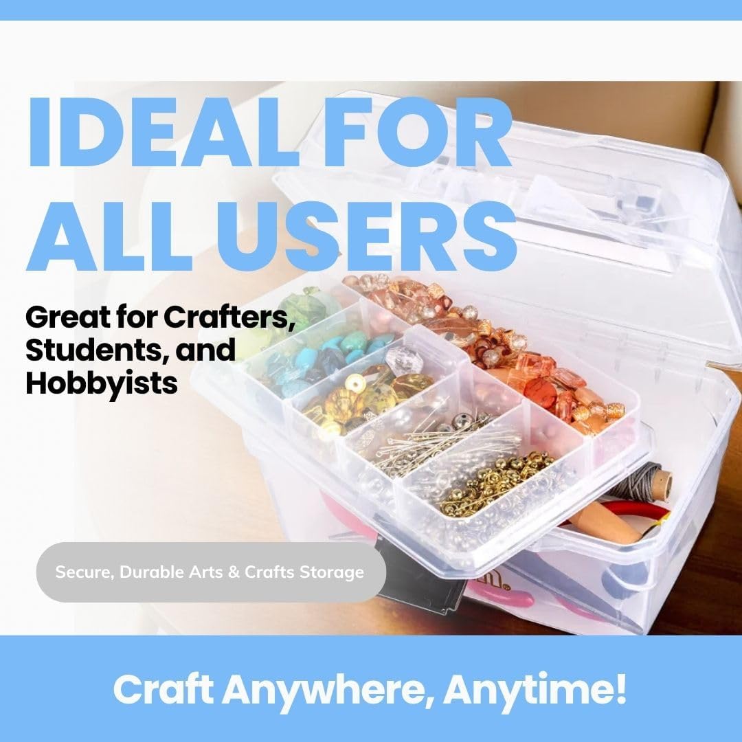 ArtBin 6890AG Small Project Box, Portable Art & Craft Organizer with Lift-Out Tray, [1] Plastic Storage Case, Clear (Pack of 6)
